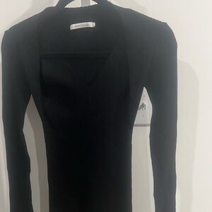 NWT/ REVOLVE Stitches & Stripes Black Knit Ribbed Mini Sweater Dress Size S